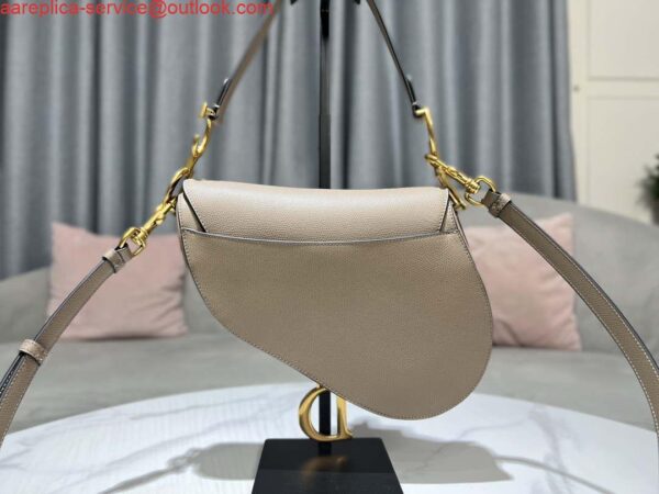 Replica Dior M0455 Saddle Bag With Strap Light Gray Grained Calfskin 4