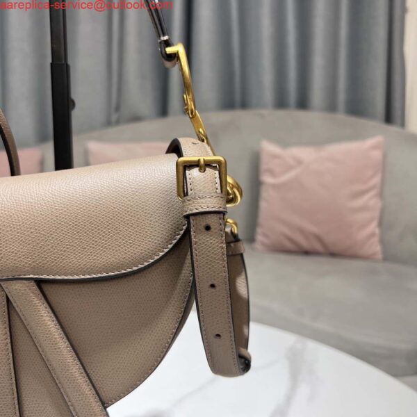 Replica Dior M0455 Saddle Bag With Strap Light Gray Grained Calfskin 5