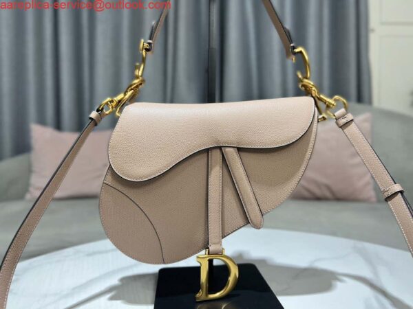 Replica Dior M0455 Saddle Bag With Strap Nude Grained Calfskin 3