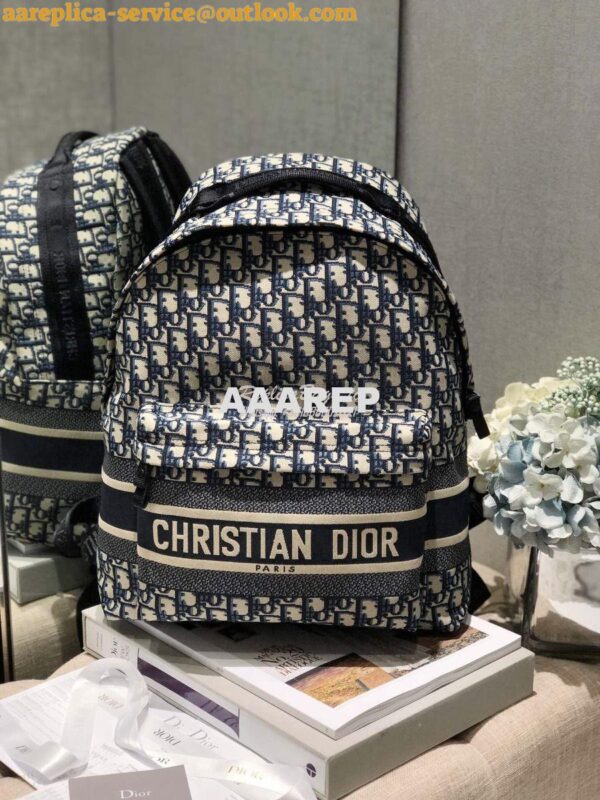 Replica Dior Diortravel Blue Oblique Technical Canvas Backpack