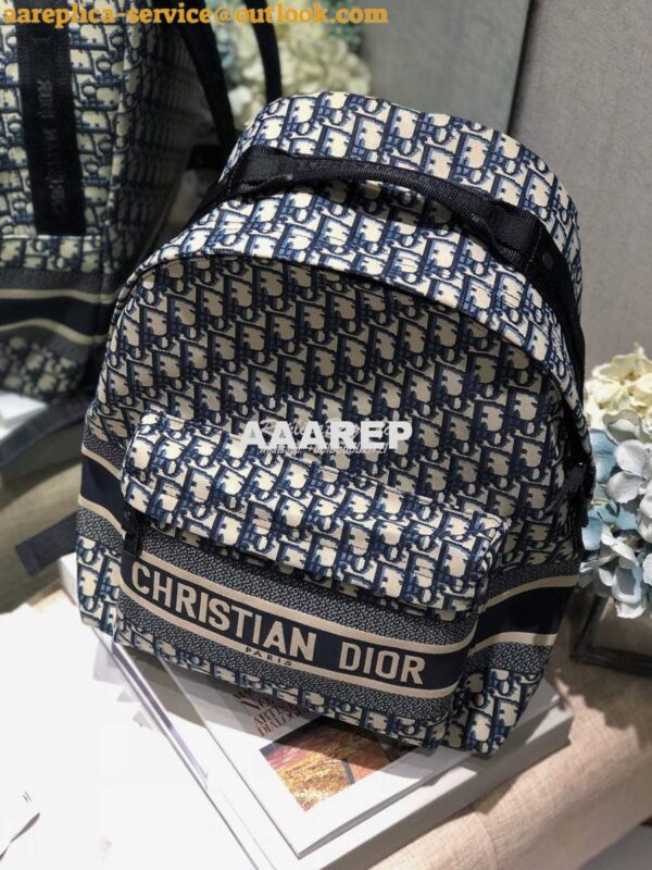 Replica Dior Diortravel Blue Oblique Technical Canvas Backpack 3