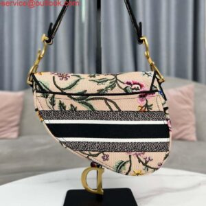 Replica Dior M0455 Saddle Bag With Strap Pink Cross-Stitch Embroidery 2