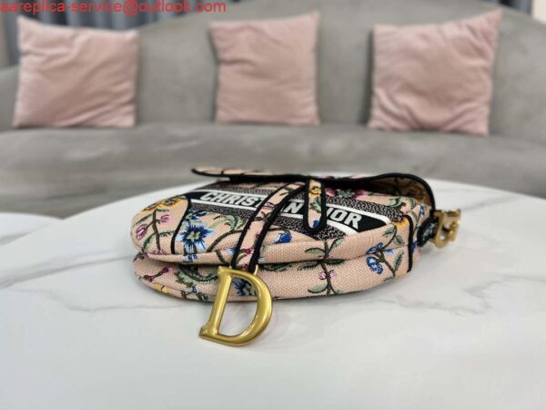 Replica Dior M0455 Saddle Bag With Strap Pink Cross-Stitch Embroidery 5