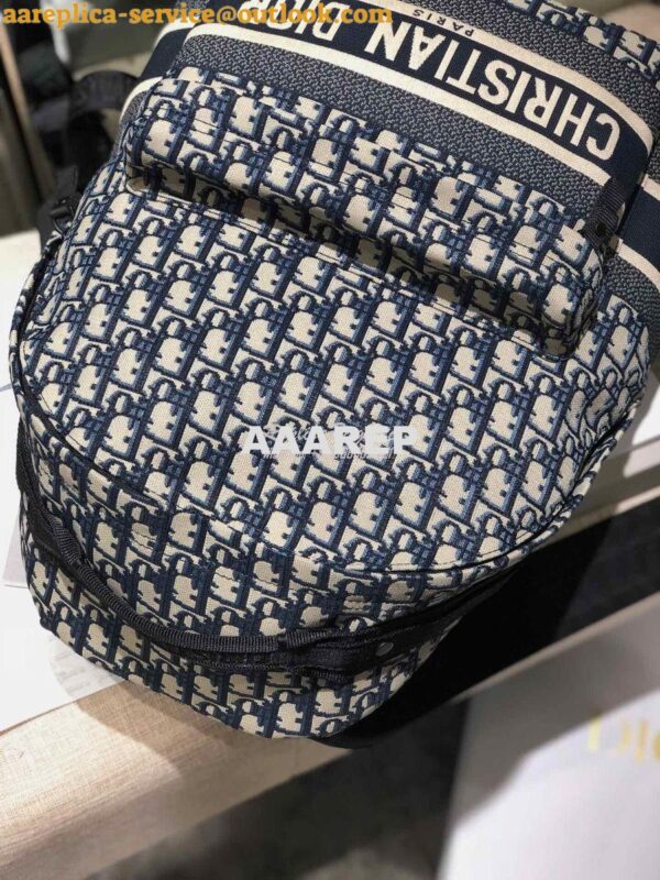 Replica Dior Diortravel Blue Oblique Technical Canvas Backpack 7