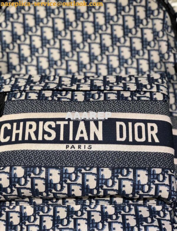 Replica Dior Diortravel Blue Oblique Technical Canvas Backpack 8