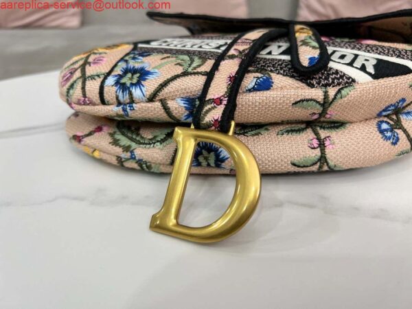 Replica Dior M0455 Saddle Bag With Strap Pink Cross-Stitch Embroidery 8