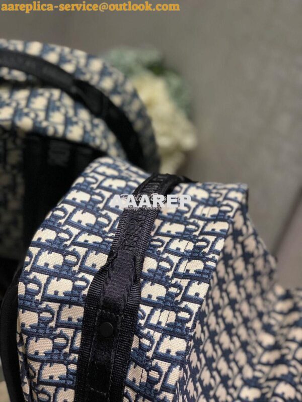 Replica Dior Diortravel Blue Oblique Technical Canvas Backpack 10