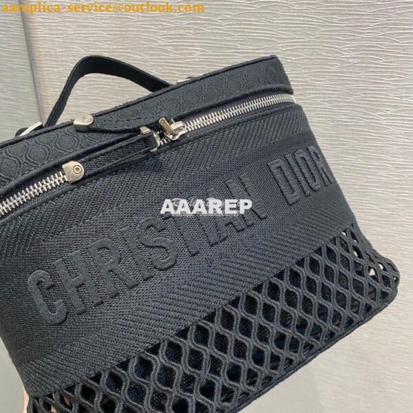 Replica Dior DiorTravel Vanity Case Bag S5480 Black Mesh Embroidery 3