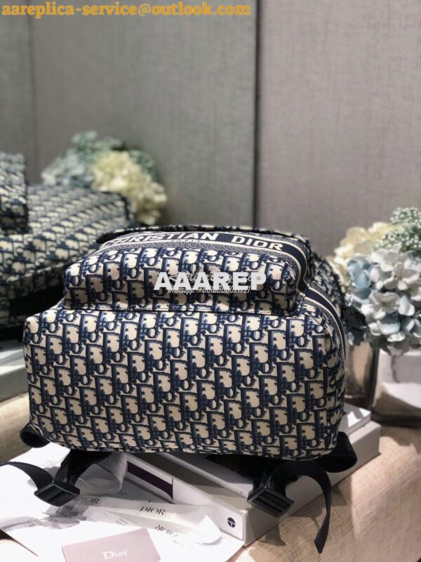Replica Dior Diortravel Blue Oblique Technical Canvas Backpack 13