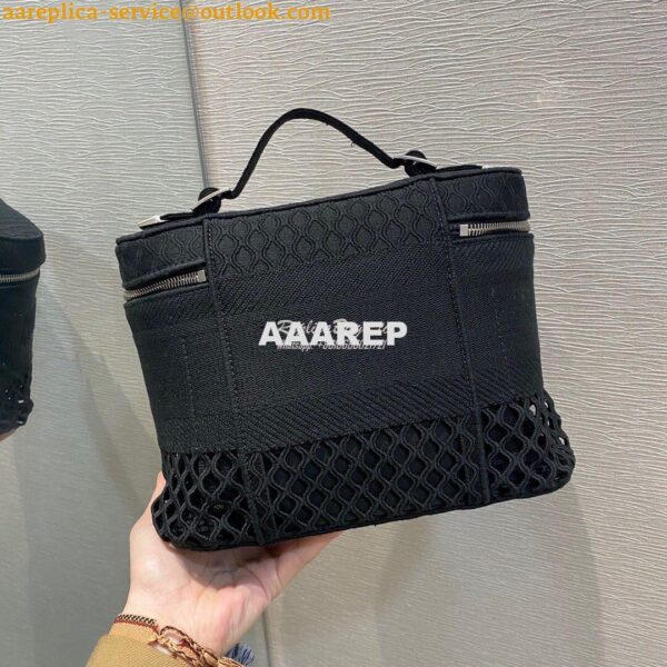 Replica Dior DiorTravel Vanity Case Bag S5480 Black Mesh Embroidery 5