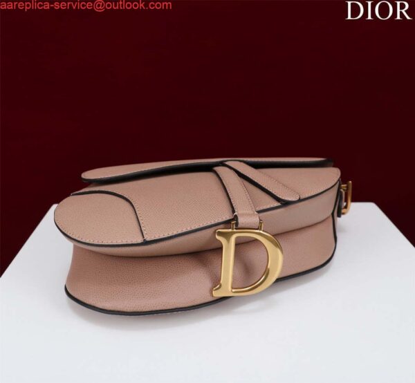 Replica Dior M0455 Saddle Bag With Strap Pink Grained Calfskin 6