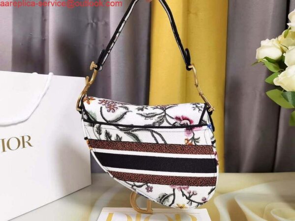 Replica Dior M0455 Saddle Bag With Strap White Cross-Stitch Embroidery