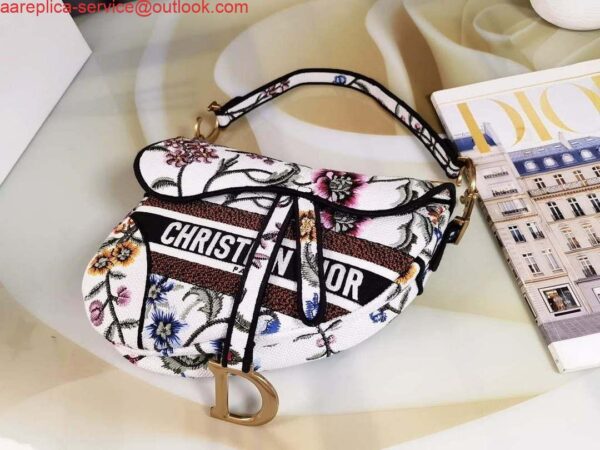 Replica Dior M0455 Saddle Bag With Strap White Cross-Stitch Embroidery 2