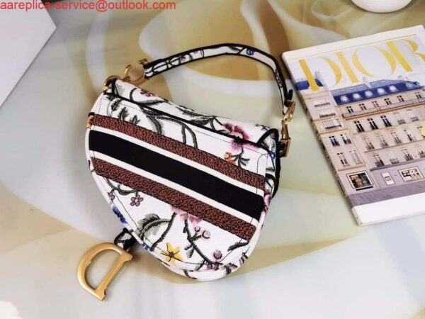 Replica Dior M0455 Saddle Bag With Strap White Cross-Stitch Embroidery 3