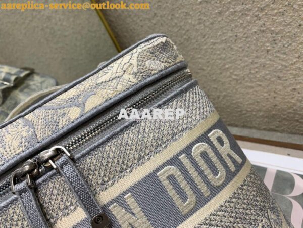 Replica Dior DiorTravel Vanity Case Bag S5480 Gray Toile de Jouy Embro 5