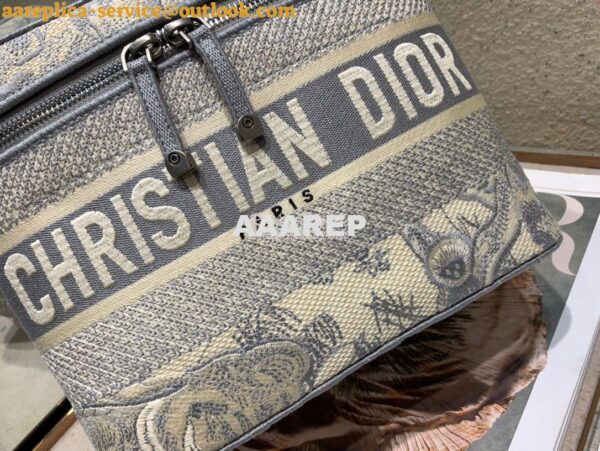 Replica Dior DiorTravel Vanity Case Bag S5480 Gray Toile de Jouy Embro 6