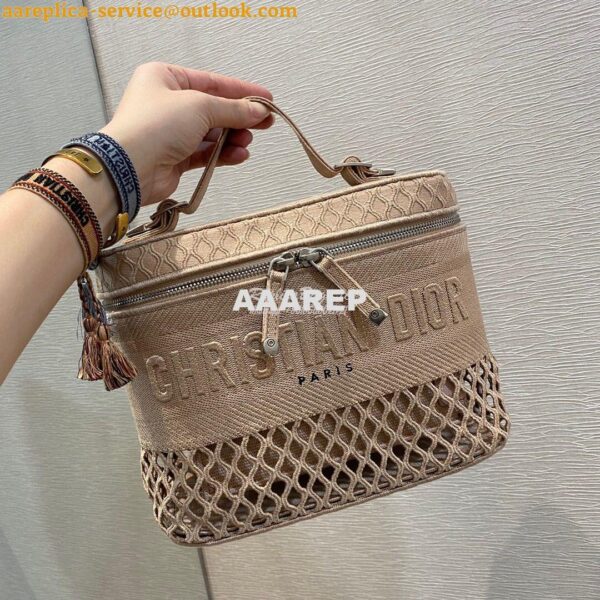 Replica Dior DiorTravel Vanity Case Bag S5480 Pink Mesh Embroidery 3