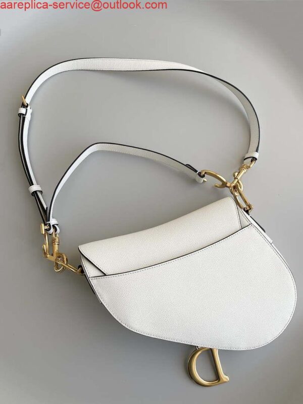 Replica Dior M0455 Saddle Bag With Strap White Grained Calfskin 4