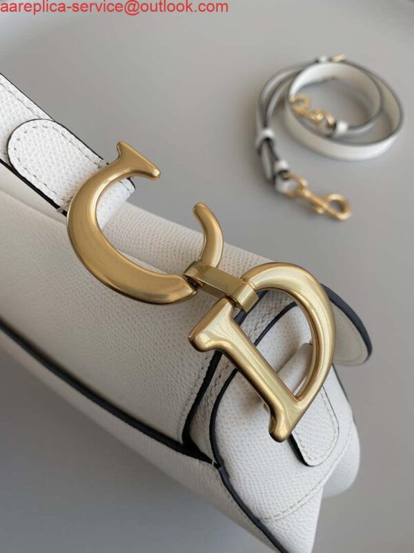 Replica Dior M0455 Saddle Bag With Strap White Grained Calfskin 6