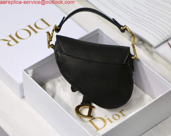 Replica Dior M6008 Bag Saddle Super Mini Bag Cowhide Leather Black 7