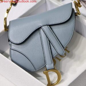 Replica Dior M6008 Bag Saddle Super Mini Bag Cowhide Leather Light Blue