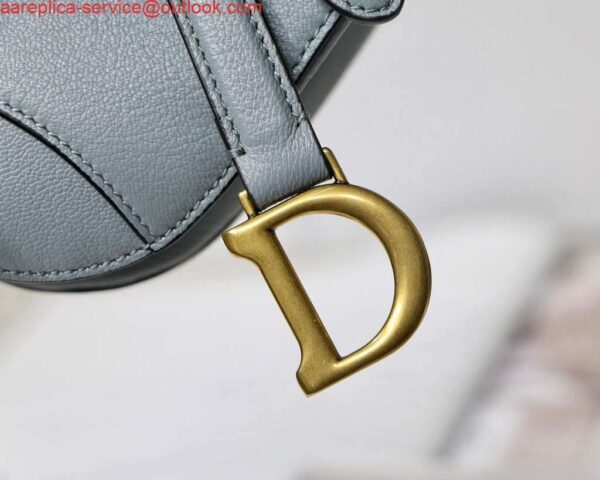 Replica Dior M6008 Bag Saddle Super Mini Bag Cowhide Leather Light Blue 2