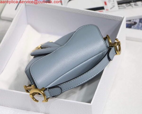 Replica Dior M6008 Bag Saddle Super Mini Bag Cowhide Leather Light Blue 6