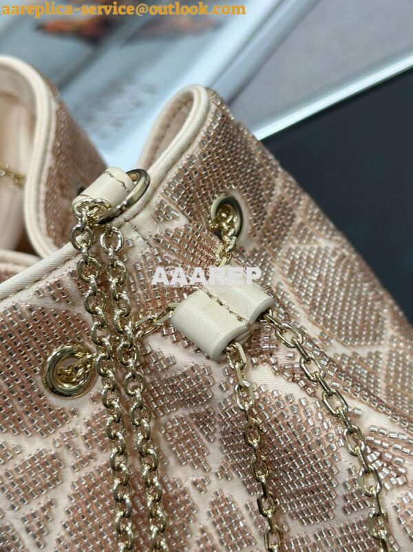 Replica Dior Dream Bucket Bag Dusty Ivory Cannage Cotton with Bead Emb 6