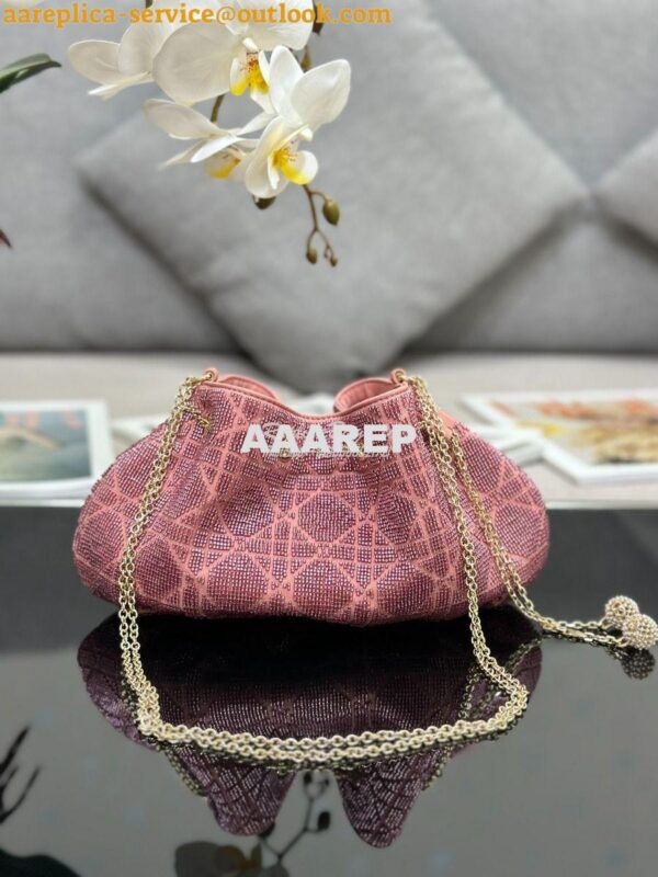 Replica Dior Dream Bucket Bag Ethereal Pink Cannage Cotton with Bead E