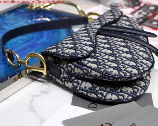 Replica Dior Mini Saddle Bag M0447 Blue Dior Oblique Jacquard 6