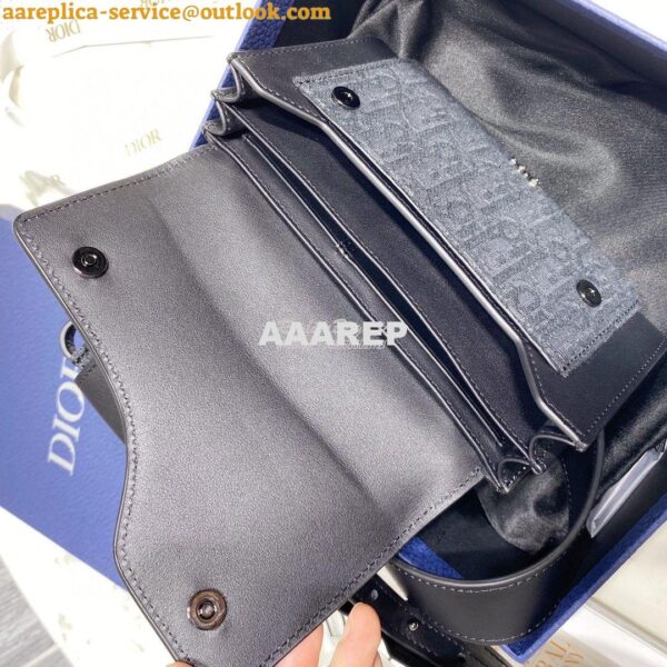 Replica Dior Elite Messenger Pouch Black Smooth Calfskin And Dior Obli 5