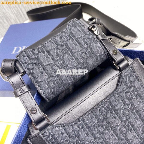 Replica Dior Elite Messenger Pouch Black Smooth Calfskin And Dior Obli 8