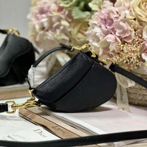 Replica Dior S5685 Micro Saddle Bag With Strap Scarlet Black Goatskin 2