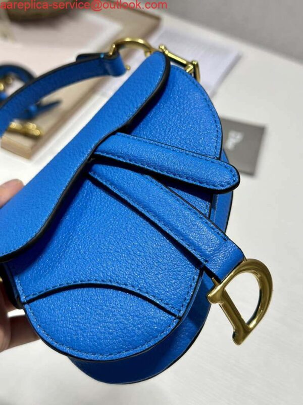 Replica Dior S5685 Micro Saddle Bag With Strap Scarlet Blue Goatskin 7