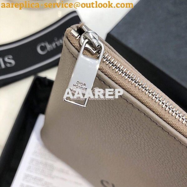 Replica Dior Flat Pouch In Beige Grained Calfskin 3