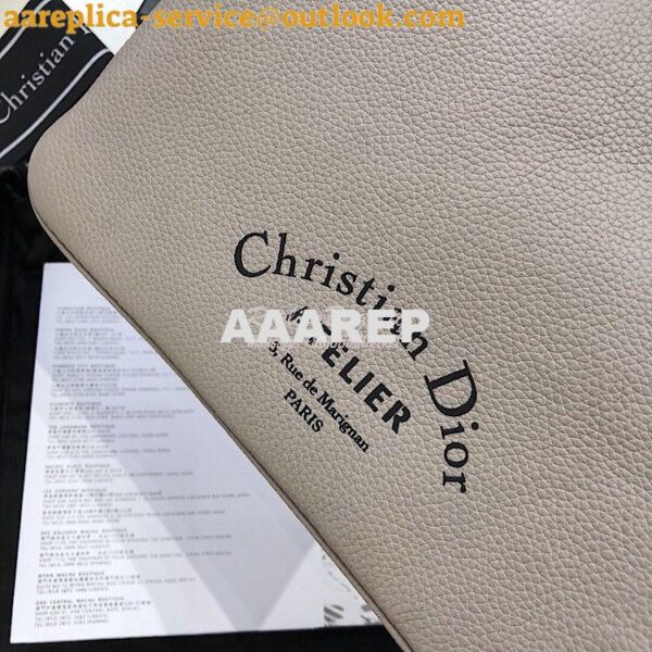 Replica Dior Flat Pouch In Beige Grained Calfskin 6