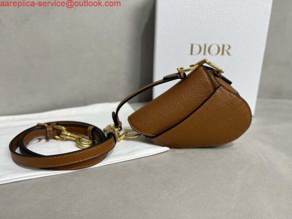 Replica Dior S5685 Micro Saddle Bag With Strap Scarlet Brown Goatskin 5