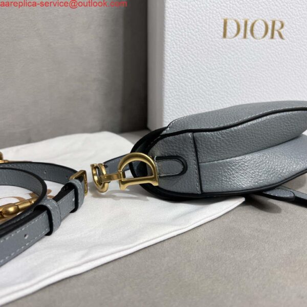 Replica Dior S5685 Micro Saddle Bag With Strap Scarlet Gray Goatskin 4