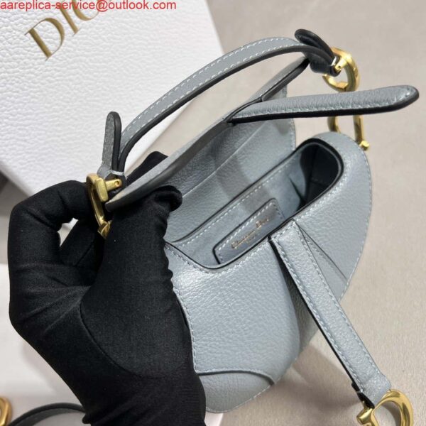 Replica Dior S5685 Micro Saddle Bag With Strap Scarlet Gray Goatskin 7