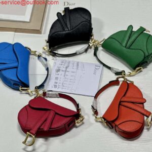 Replica Dior S5685 Micro Saddle Bag With Strap Scarlet Green Goatskin