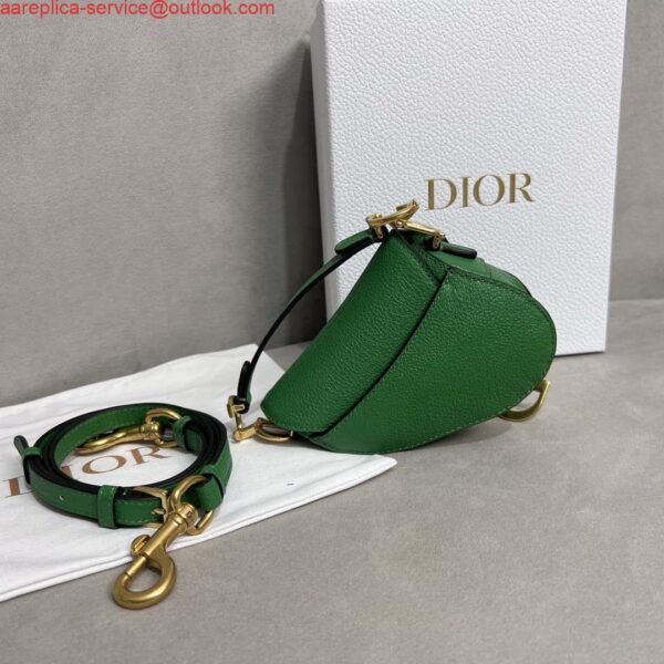 Replica Dior S5685 Micro Saddle Bag With Strap Scarlet Green Goatskin 5