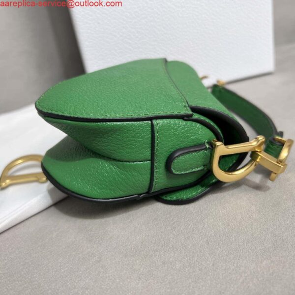 Replica Dior S5685 Micro Saddle Bag With Strap Scarlet Green Goatskin 6