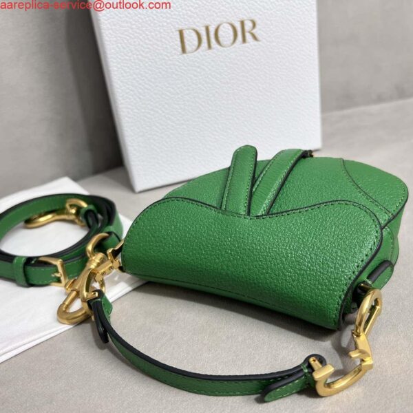 Replica Dior S5685 Micro Saddle Bag With Strap Scarlet Green Goatskin 8