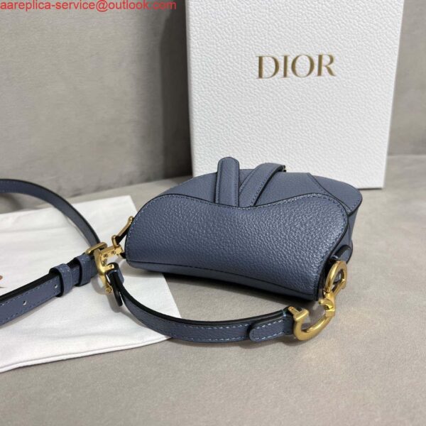 Replica Dior S5685 Micro Saddle Bag With Strap Scarlet Light Blue Goatskin 6