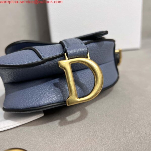 Replica Dior S5685 Micro Saddle Bag With Strap Scarlet Light Blue Goatskin 7