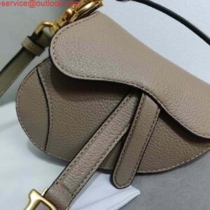 Replica Dior S5685 Micro Saddle Bag With Strap Scarlet Light Gray Goatskin 2