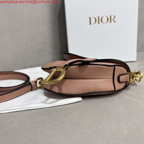 Replica Dior S5685 Micro Saddle Bag With Strap Scarlet Nude Goatskin 6