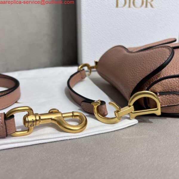 Replica Dior S5685 Micro Saddle Bag With Strap Scarlet Nude Goatskin 7