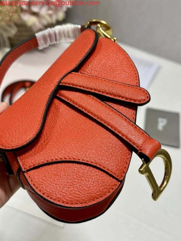 Replica Dior S5685 Micro Saddle Bag With Strap Scarlet Orange Goatskin 8