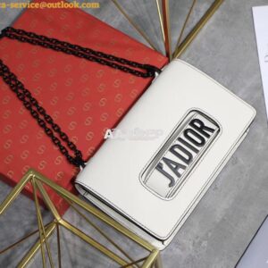 Replica Dior J'adior Flap Bag In White Calfskin with Black Metal